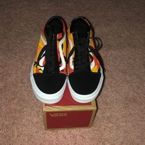 Orange/Yellow/Red Camo Vans